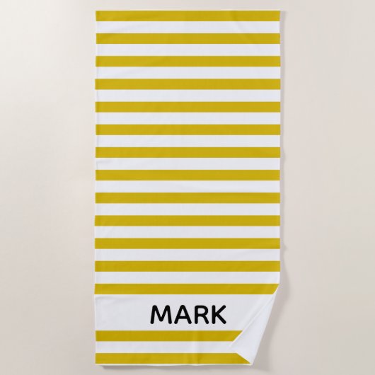 黄白ストライプの色 ビーチタオル (正面)