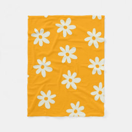 黄白色の熱帯フローラの夏 フリースブランケット