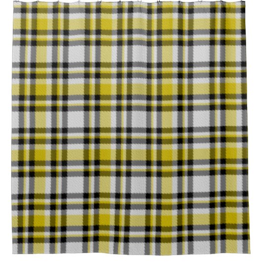 黄白黒の格子縞シャワーカーテン シャワーカーテン (正面)