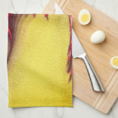 黄砂の質感に赤みを帯びたフラクタルのトカゲ キッチンタオル (四つ折り)