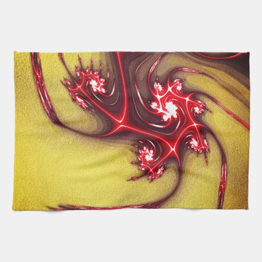 黄砂の質感に赤みを帯びたフラクタルのトカゲ キッチンタオル (横)