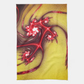 黄砂の質感に赤みを帯びたフラクタルのトカゲ キッチンタオル (縦)