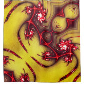 黄砂の質感に赤みを帯びたフラクタルのトカゲ シャワーカーテン (正面)