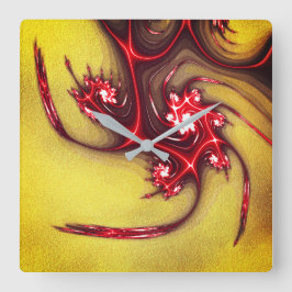 黄砂の質感に赤みを帯びたフラクタルのトカゲ スクエア壁時計