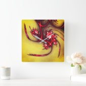 黄砂の質感に赤みを帯びたフラクタルのトカゲ スクエア壁時計 (ホーム)