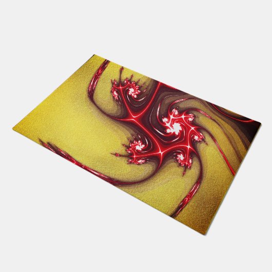 黄砂の質感に赤みを帯びたフラクタルのトカゲ ドアマット (アングル)