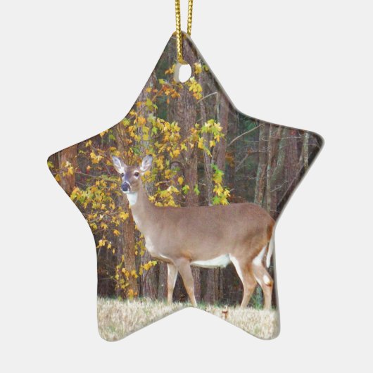 黄秋の木の前の鹿 セラミックオーナメント (左)