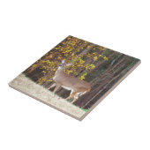 黄秋の木の前の鹿 タイル (側面)