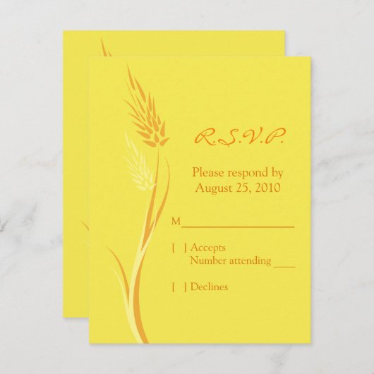 黄秋小麦結婚反応カード 出欠カード (正面/裏面)