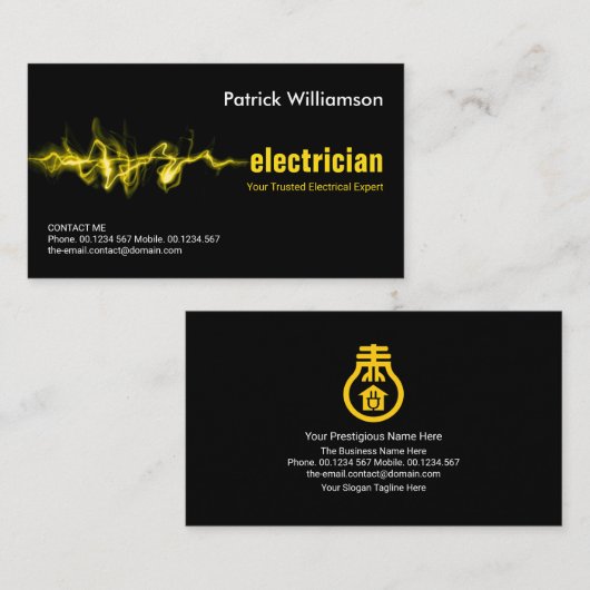 黄稲妻電気ストライク電気技師 名刺 (正面/裏面)