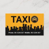 黄素晴らしタクシー建物シルエット 名刺 (正面)