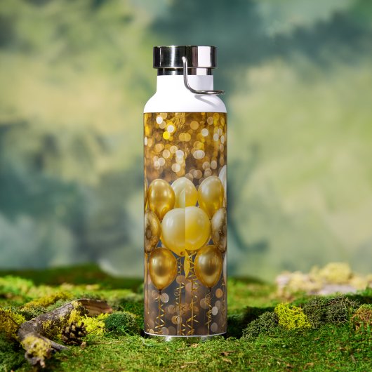 黄素晴らし色および金ゴールド《写真》ぼけ味バルーン ウォーターボトル (アウトドア)