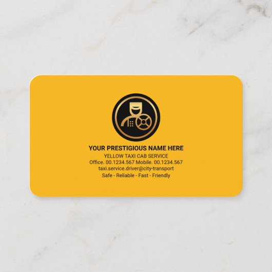 黄素晴らし色タクシーのチェックボックスCabドライバ 名刺 (裏面)
