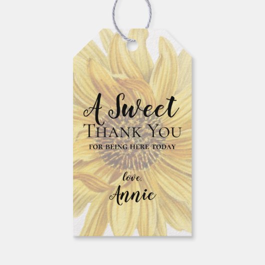 黄素朴ひまわりサンフラワーありがとうブライダルシャワー ギフトタグ (裏面)