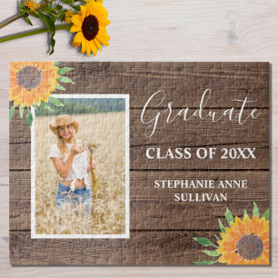 黄素朴ひまわり木材卒業 ジグソーパズル