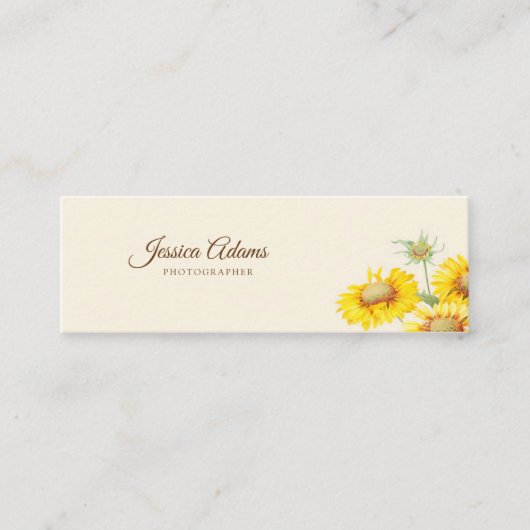 黄素朴ひまわり水彩名刺 スキニー名刺 (正面)