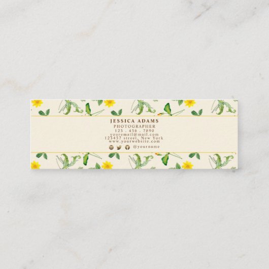 黄素朴ひまわり水彩名刺 スキニー名刺 (裏面)
