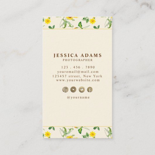 黄素朴ひまわり水彩名刺 名刺 (裏面)