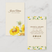 黄素朴ひまわり水彩名刺 名刺 (正面/裏面)