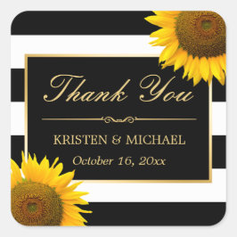 黄素朴ひまわり白黒 スクエアシール