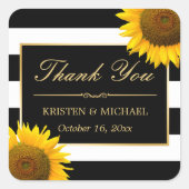 黄素朴ひまわり白黒 スクエアシール (正面)