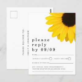 黄素朴ひまわり結婚式RSVP ポストカード