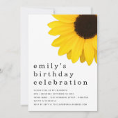 黄素朴ひまわりAny Age Birthdayパーティー 招待状 (正面)