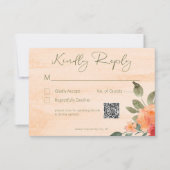 黄素朴オレンジ&ピーチバラの結婚QRコード 出欠カード (正面)