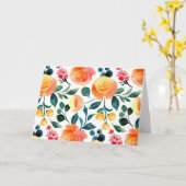 黄素朴橙色の水色の花空白の カード (黄色い花)