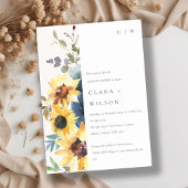 黄素朴海軍ひまわりフローラカップルシャワー 招待状