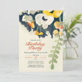 黄素朴白フローラ誕生日パーティー招待状 招待状 (スタンド正面)