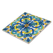 黄素朴色と青地中海の タイル (側面)