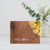 黄素朴色の花とバーンドウッド新しい住所 案内ポストカード (スタンド正面)