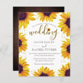 黄素朴色ひまわりドット結婚式招待状 (正面/裏面)
