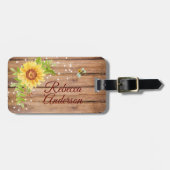 黄素朴色ひまわりパーソナライズされた ラゲッジタグ (正面横)