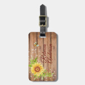 黄素朴色ひまわりパーソナライズされた ラゲッジタグ (正面縦)
