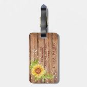 黄素朴色ひまわりパーソナライズされた ラゲッジタグ (裏面縦)