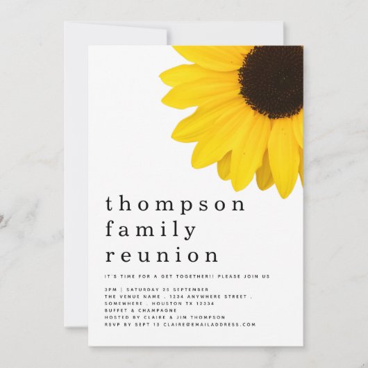 黄素朴色ひまわりファミリー懇親会パーティー 招待状 (正面)