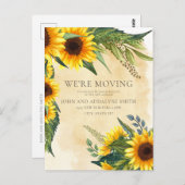 黄素朴色ひまわり変更住所 ポストカード (正面/裏面)