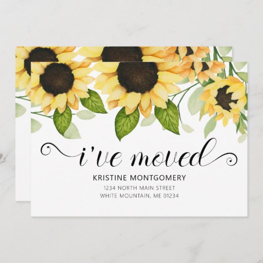 黄素朴色ひまわり水カラーフローラ移動 案内状 (正面/裏面)