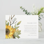 黄素朴色ひまわり水彩フローラ結婚ズ サンキューカード (スタンド正面)