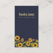 黄素朴色ひまわり水彩暗背景 名刺 (正面)