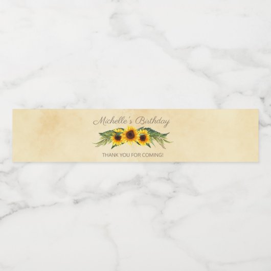 黄素朴色ひまわり誕生日ありがとう ペットボトルラベル (シングルラベル)
