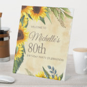 黄素朴色ひまわり80誕生日 台座サイン (インサイチュ)