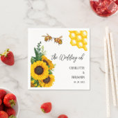 黄素朴色ひまわり&ビー結婚ズ スタンダードカクテルナプキン (インサイチュ)