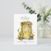 黄素朴色フローラドア引っ越しました移動 案内ポストカード (スタンド正面)