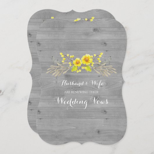 黄素朴色フローラ木材の誓の更新招待状 招待状 (正面/裏面)