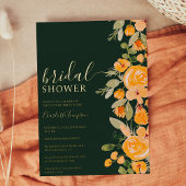 黄素朴色フローラ水色秋ブライダルシャワー 箔招待状