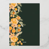 黄素朴色フローラ水色秋ブライダルシャワー 箔招待状 (裏面)