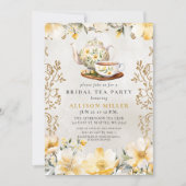 黄素朴色フローラ茶パーティーブライダルシャワー 招待状 (正面)